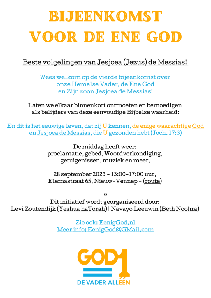 Bijeenkomst EenigGod eind september in Noord-Holland